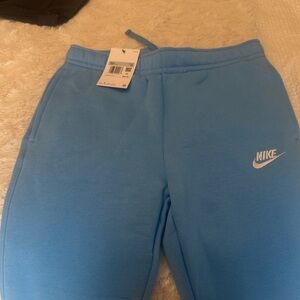 Nike Kids Blue Fleece Joggers with White Logo